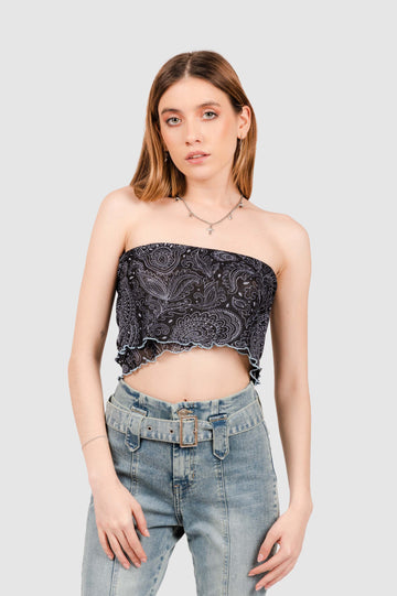 Croptop Boho CROPTOPS NOW Negro XS 