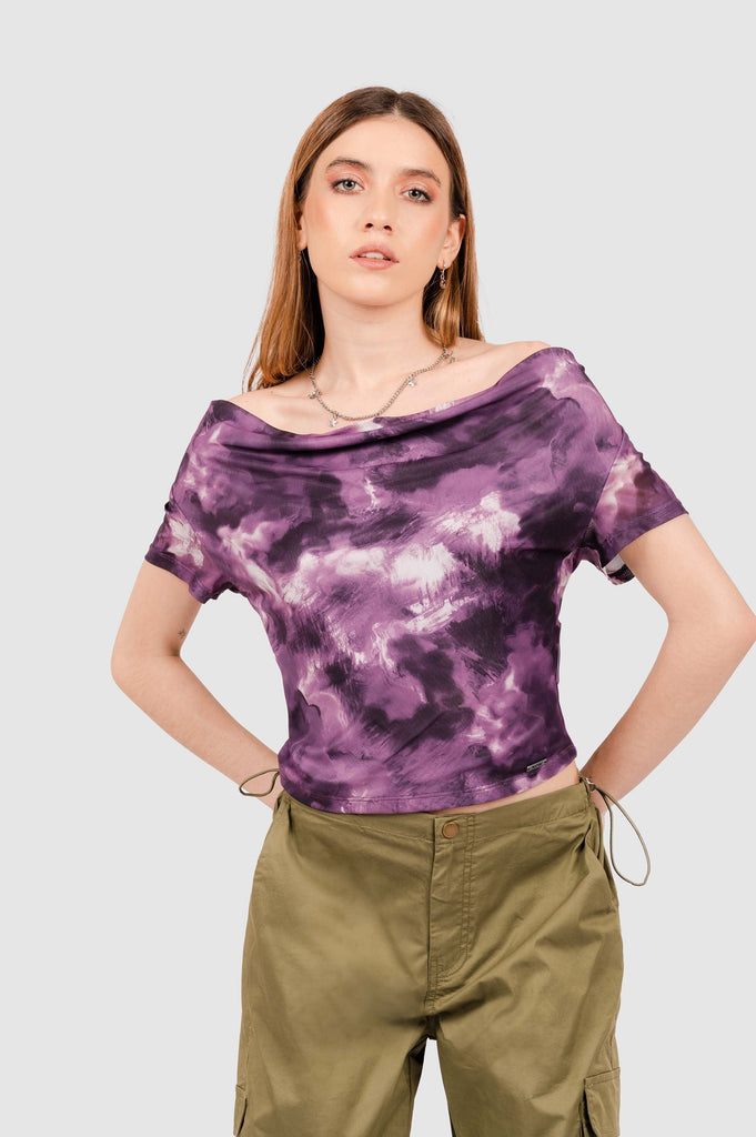 Polo Crop Ribe POLOS NOW Morado XS 