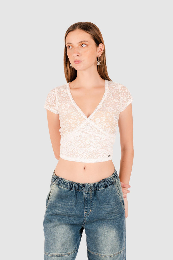 Blusa Crop Bartlett BLUSAS NOW Blanco XS 