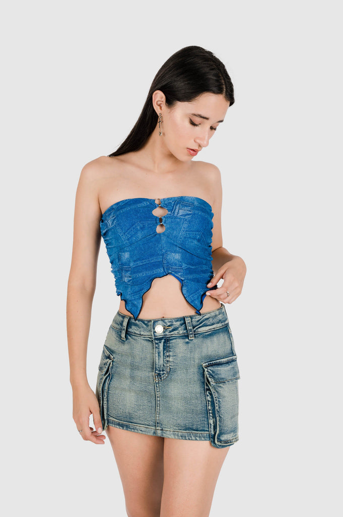 Croptop Idris POLOS NOW Azul XS 