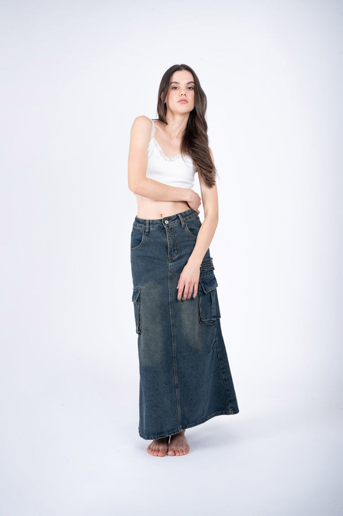 Maxi Falda Denim Irish FALDAS NOW Azul Oscuro XS 