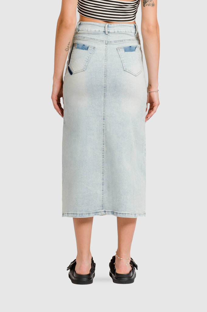 Maxi Falda Denim Desert - Celeste FALDAS NOW 