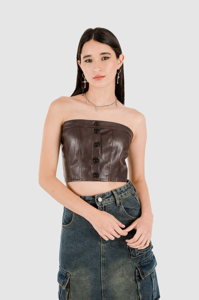 Croptop Molly CROPTOPS NOW Marron Oscuro S 