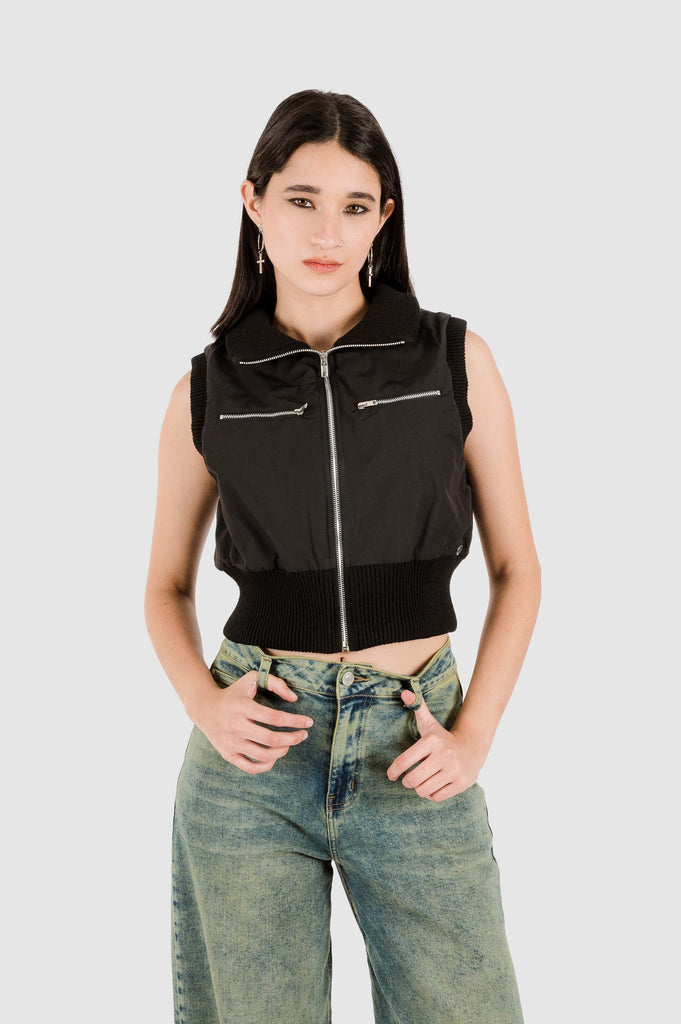 Chaleco Crop Avery CHALECOS NOW Negro XS 