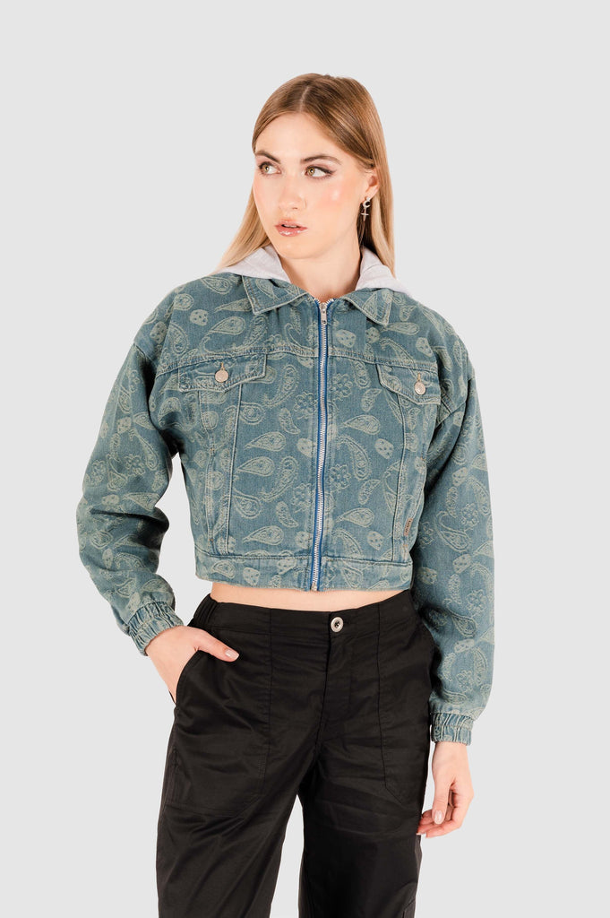 Casaca Denim Crop Larisa CASACAS NOW Celeste S 