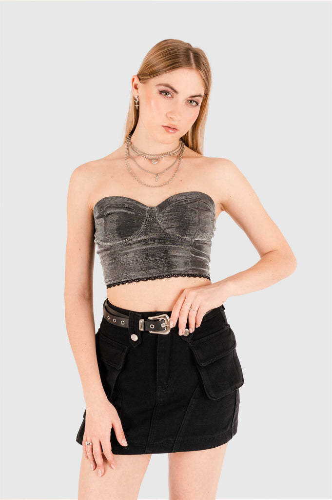 Crop Corset Priscilla CROPTOPS NOW Plateado XS 