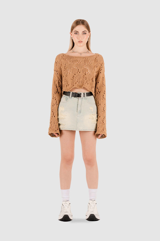 Croptop M/Larga Clay CROPTOPS NOW Marron Claro XS 