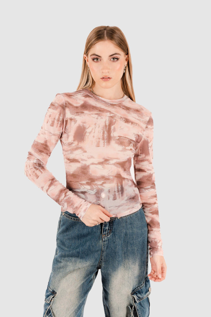 Blusa Mesh Palm BLUSAS NOW Rosado S 