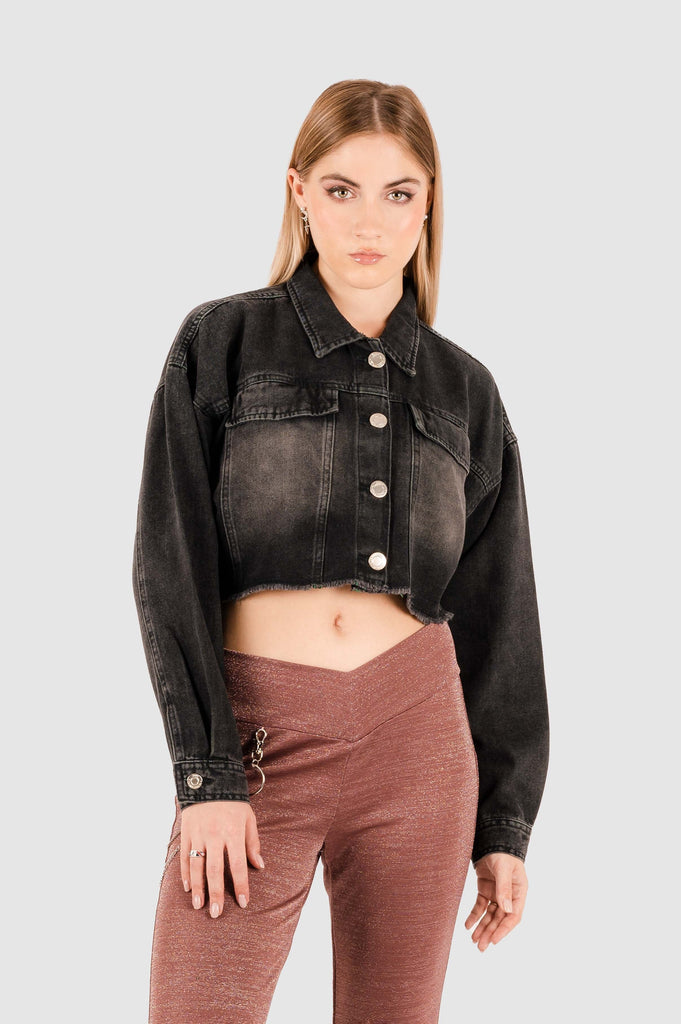 Casaca Crop Denim Ambrutos CASACAS NOW Negro S 