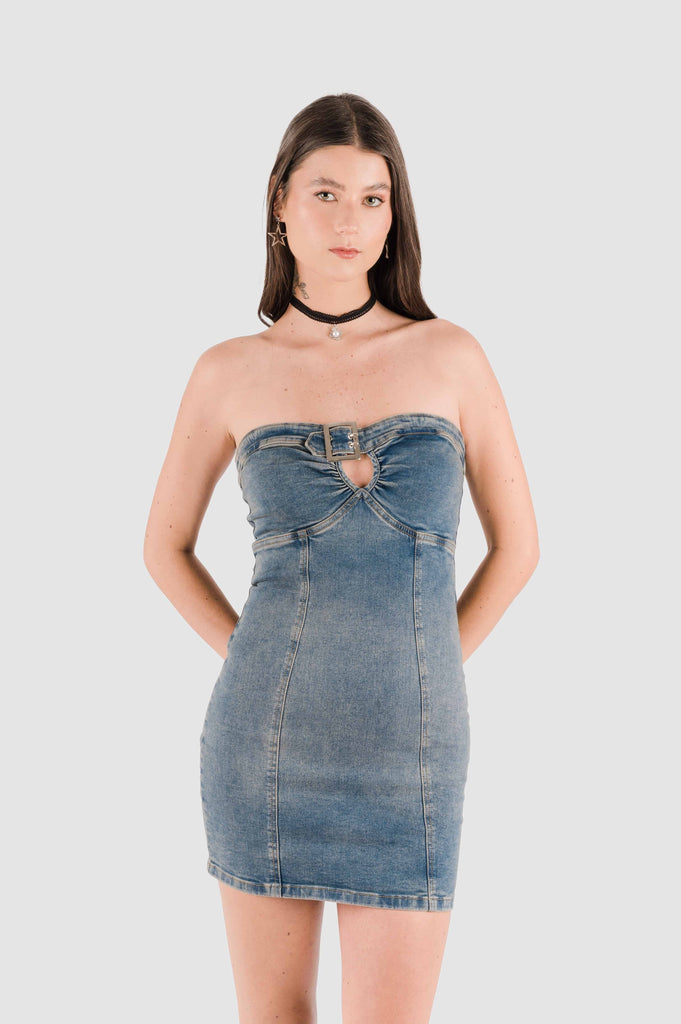 Vestido Denim Akela VESTIDOS NOW Azul Claro XS 