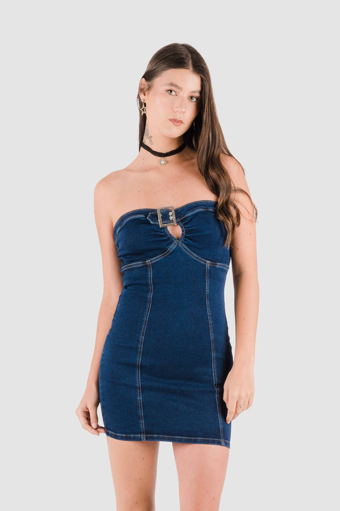 Vestido Denim Akela VESTIDOS NOW Azul Oscuro XS 