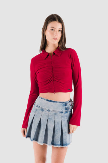 Camisa Crop Stella CAMISAS NOW Fucsia XS 