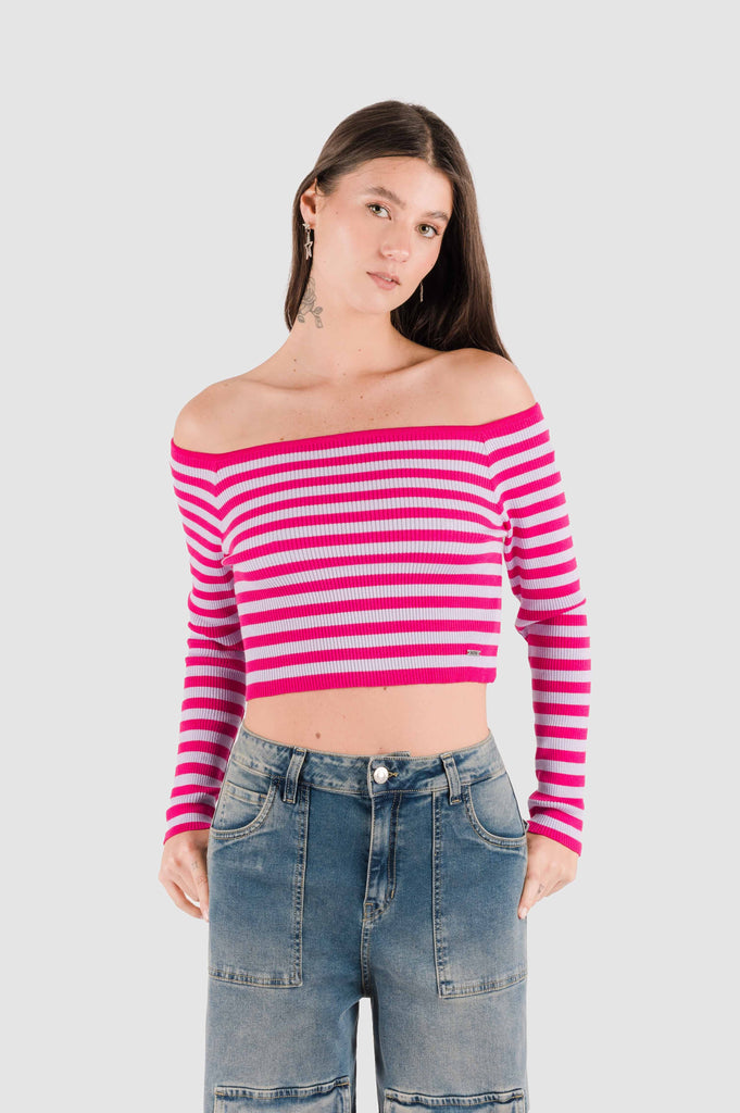 Chompa Off Shoulder Mils CHOMPAS NOW Fucsia XS 