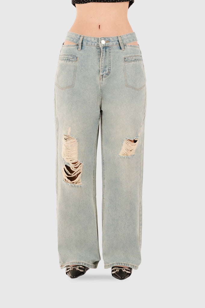 Pantalón Recto Britney Denim PANTALONES NOW Celeste S 