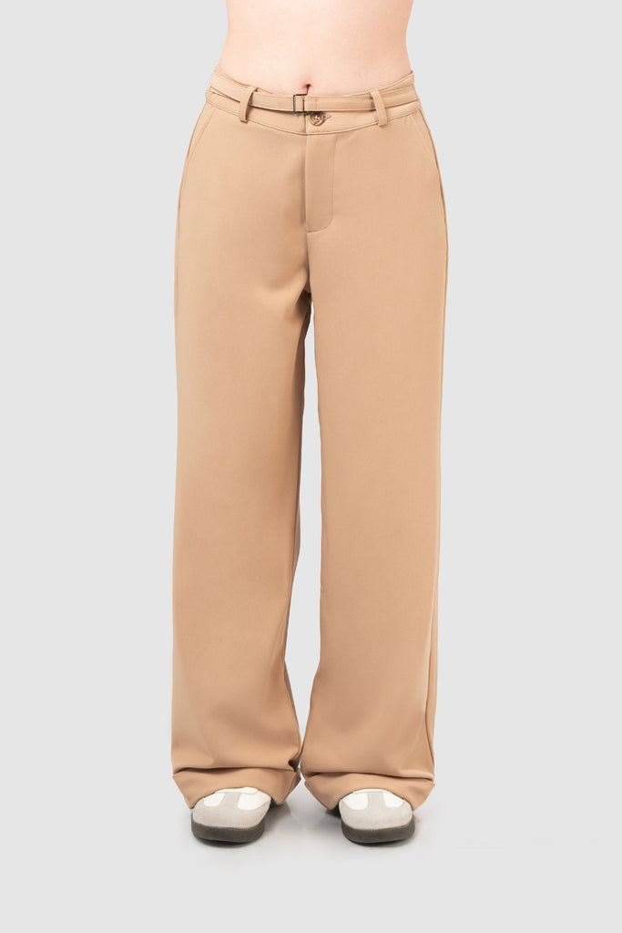 Pantalón Recto Fit Lessy PANTALONES NOW Biege Oscuro XS 