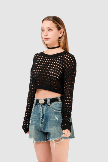 Chompa Crop Fit Calaf CHOMPAS NOW Negro S 