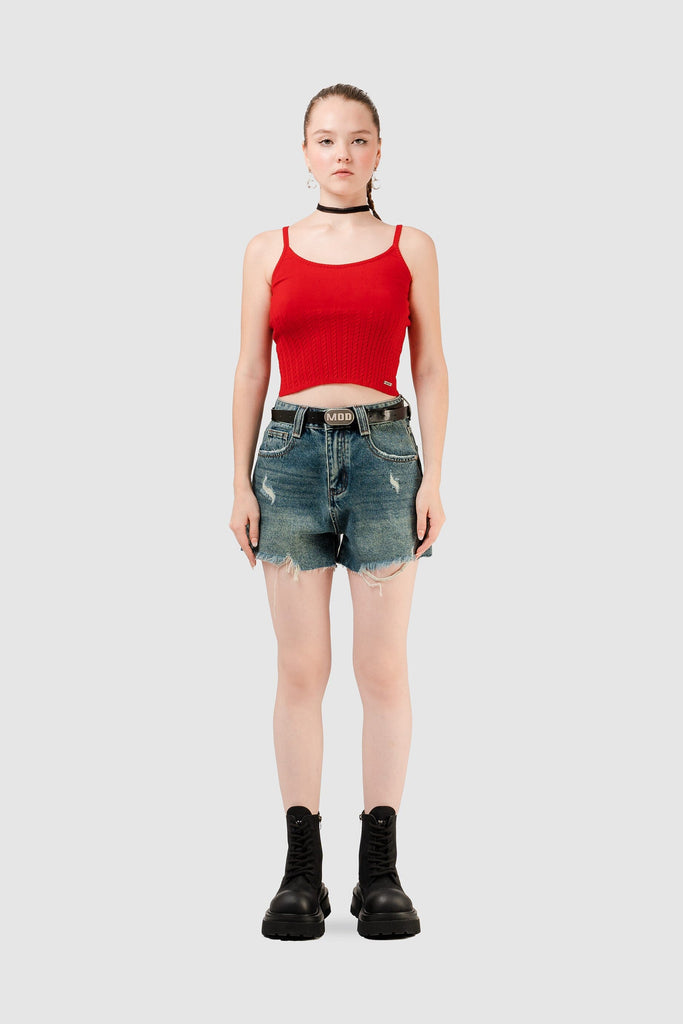Top Slim Fit Anse CROPTOPS NOW Rojo claro XS 