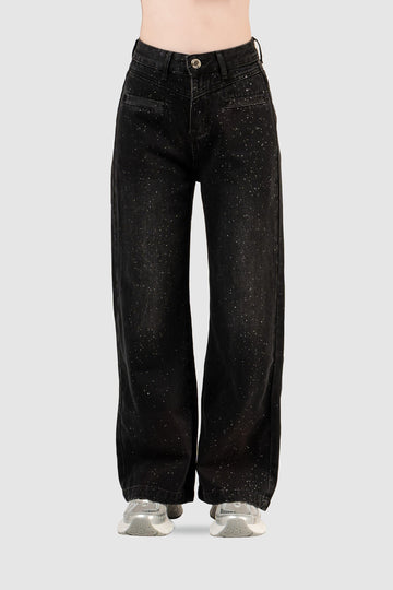 Pantalón Denin Wide Leg Stron PANTALONES NOW Negro S 