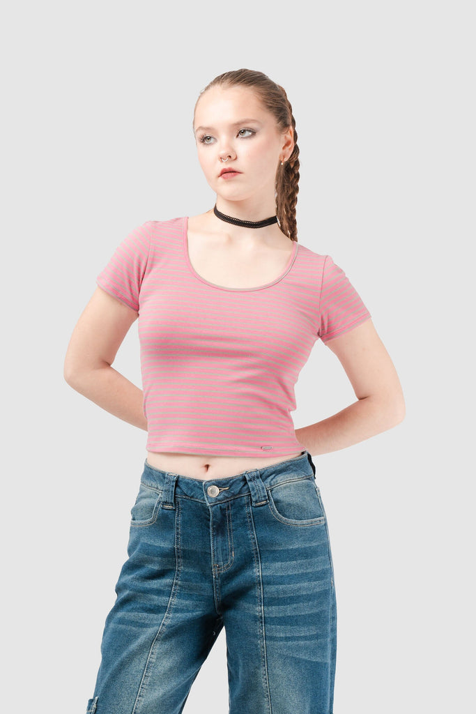 Polo Crop Slim Fit Fannin POLOS NOW Rosado Claro XS 