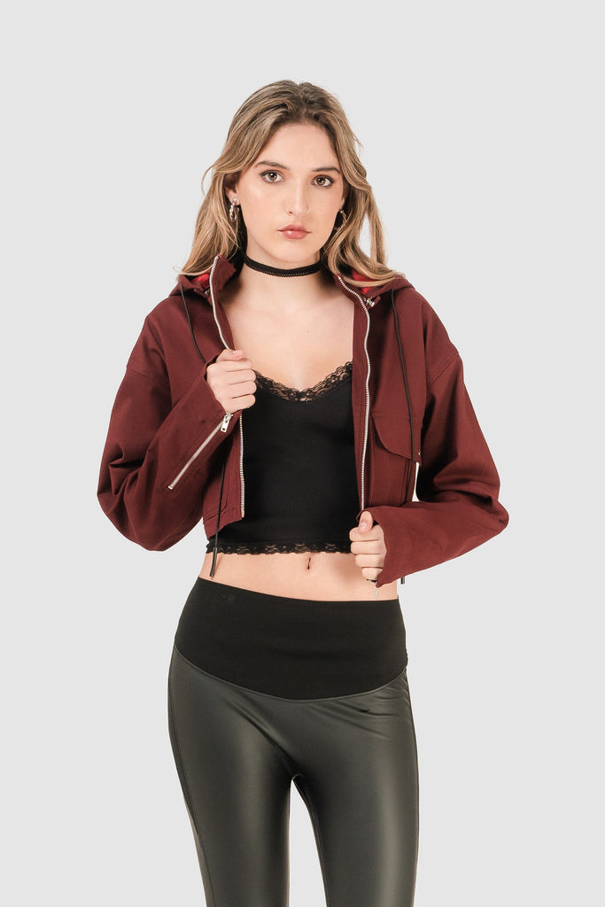 Casaca Crop Fit Claire ABRIGOS NOW Vino XS 