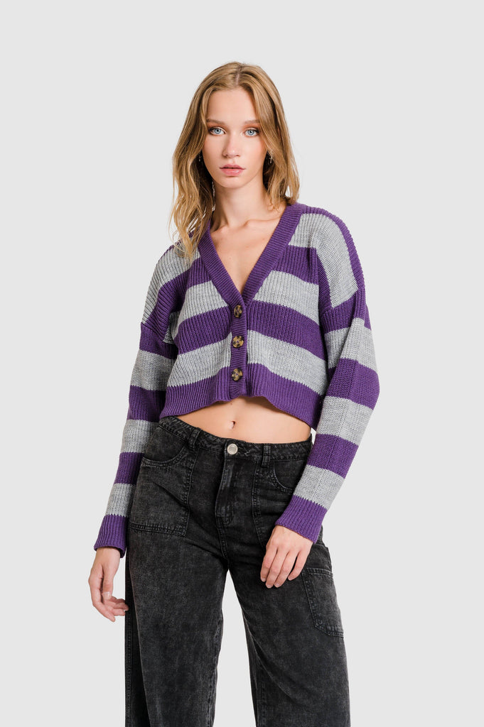 Cardigan Crop Loudon CARDIGANS NOW XS Morado 