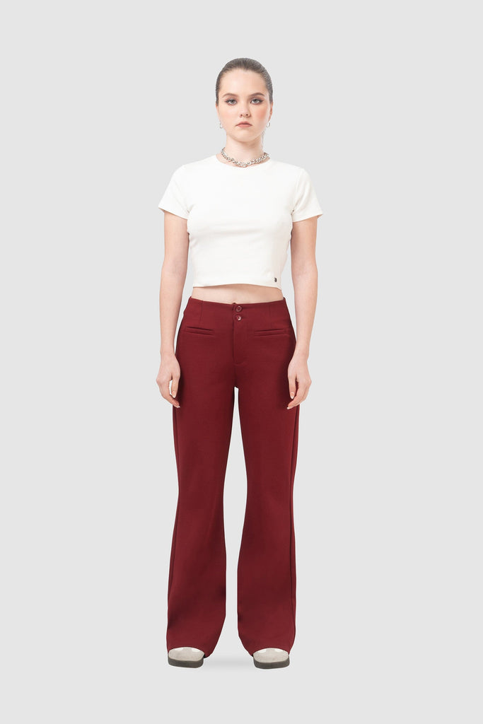 Pantalón Flare Fit Fred PANTALONES NOW Vino XS 