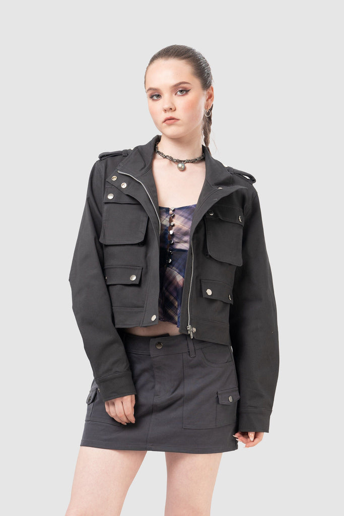 Casaca Crop Fit Hancox CASACAS NOW Plomo XS 