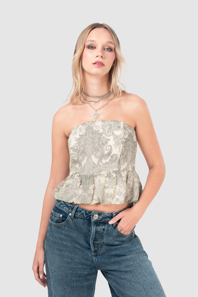 Blusa Straple Fit Singh BLUSAS NOW Beige XS 