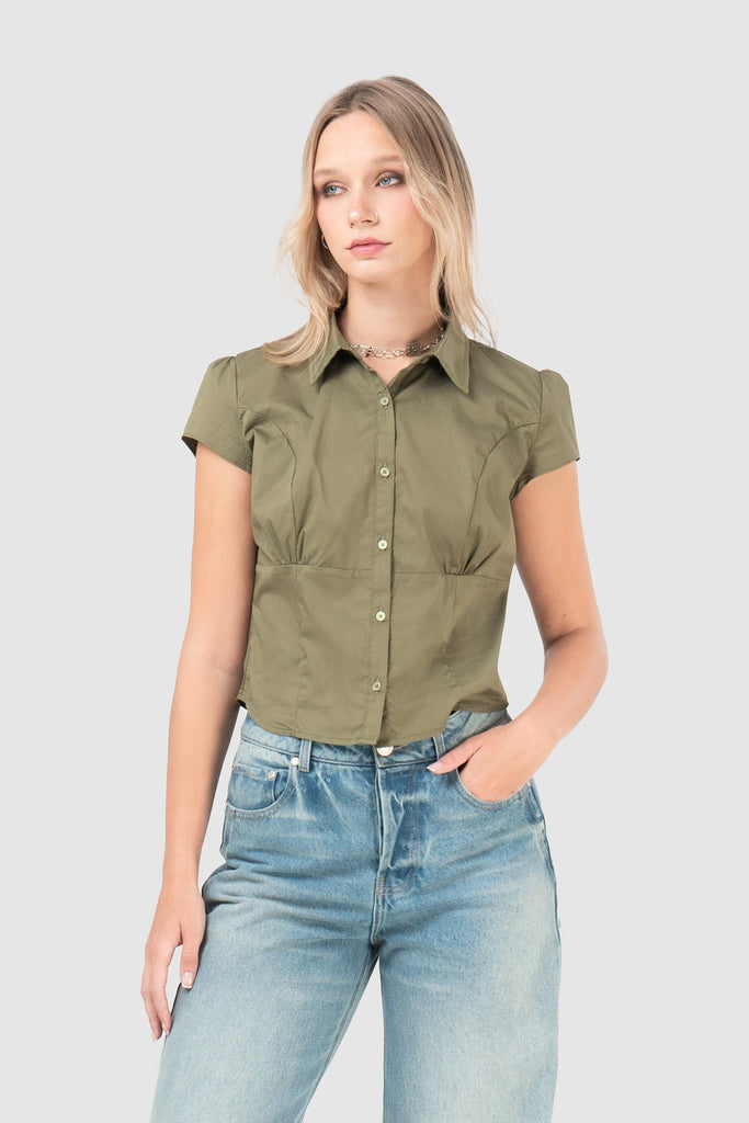 Blusa Slim Fit Plemons BLUSAS NOW Verde XS 