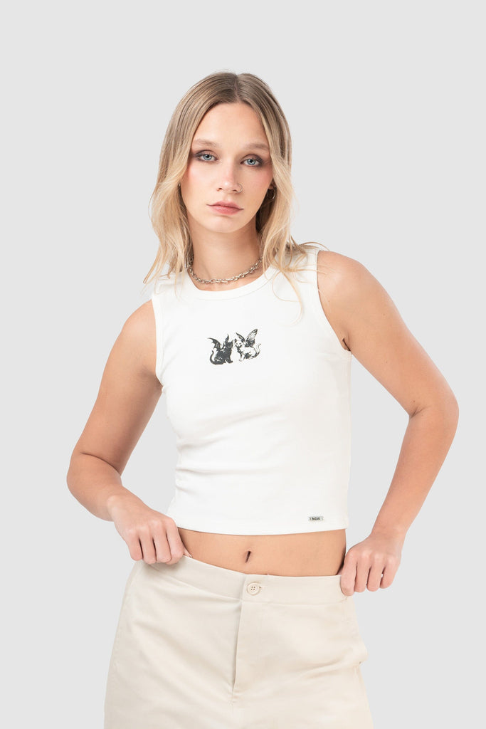 Tank Slim Fit Dunne CROPTOPS NOW Perla XS 