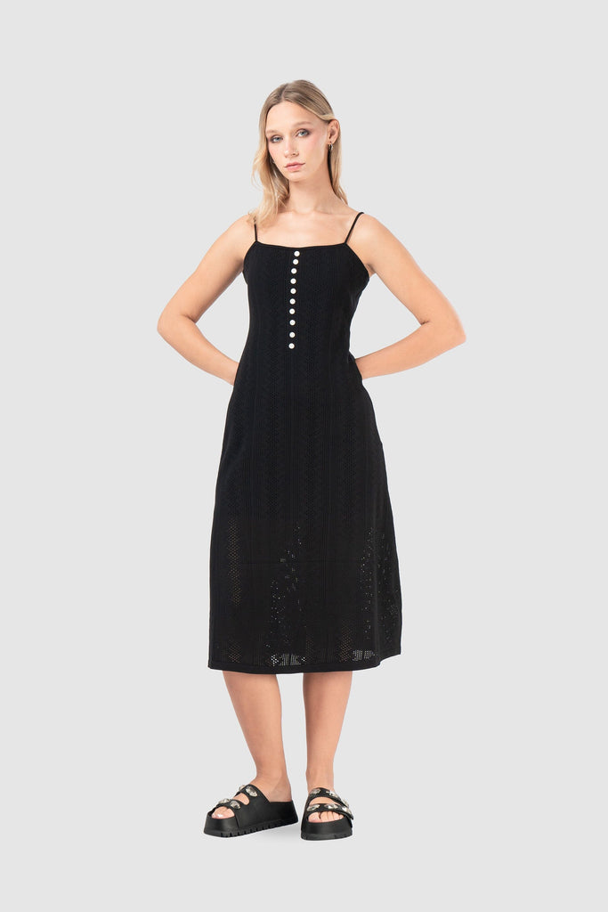 Midi Vestido Tejido Cala VESTIDOS NOW Negro S 