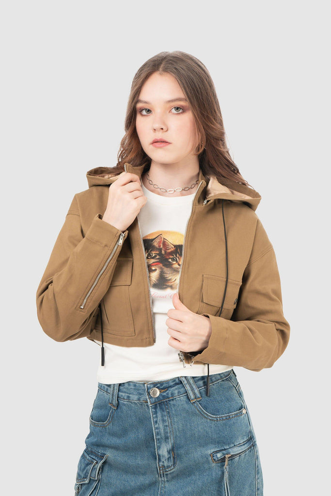 Casaca Crop Fit Claire ABRIGOS NOW Verde Claro XS 