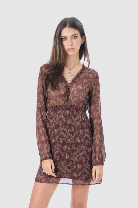 Mini Vestido Nixie VESTIDOS NOW Marrón XS 