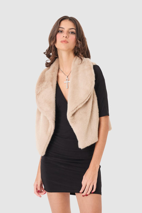 Chaleco Crop Fit Zermatt ABRIGOS NOW Beige Claro XS 