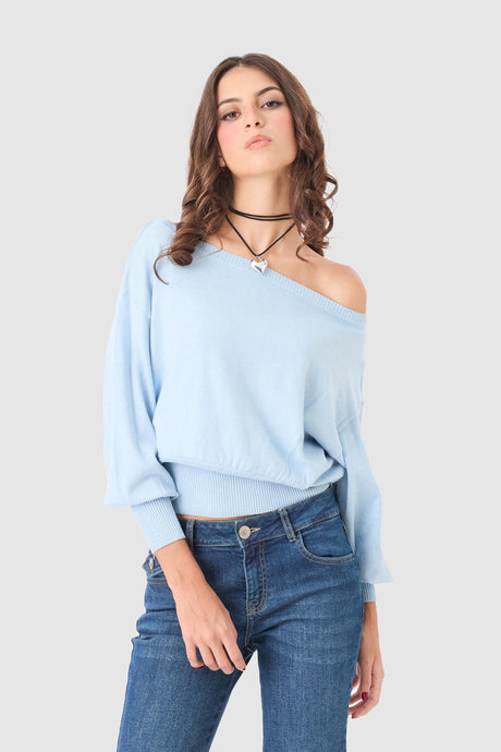 Chompa Off Shoulder Eliot CHOMPAS NOW Celeste XS 