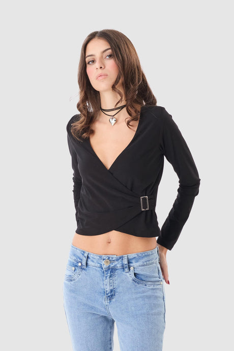 Blusa Slim Fit Alert BLUSAS NOW Negro XS 
