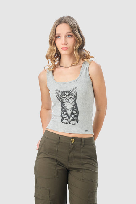 Tank Slim Fit Yummy CROPTOPS NOW Gris X Small 