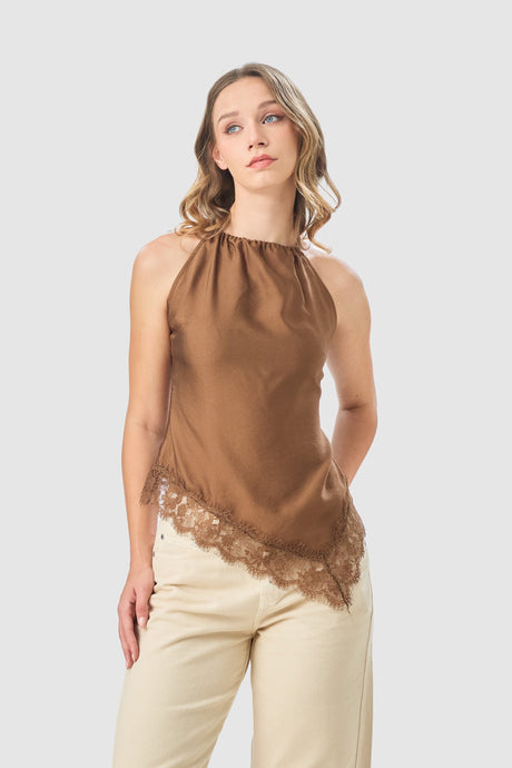 Blusa Slim Fit Handy BLUSAS NOW Marrón X Small 