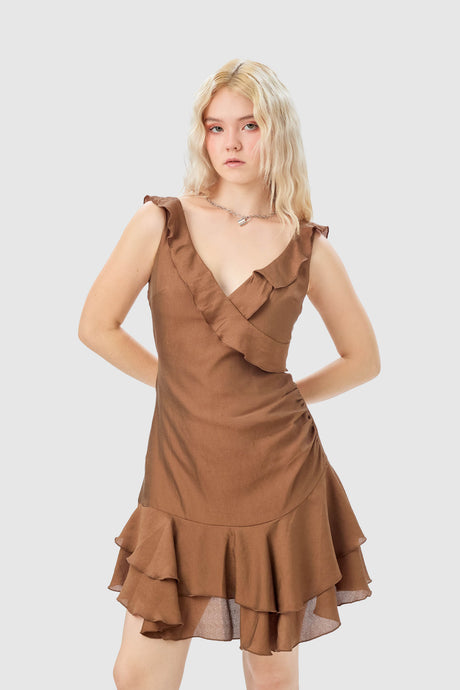 Mini Vestido Harstad VESTIDOS NOW Marrón X Small 