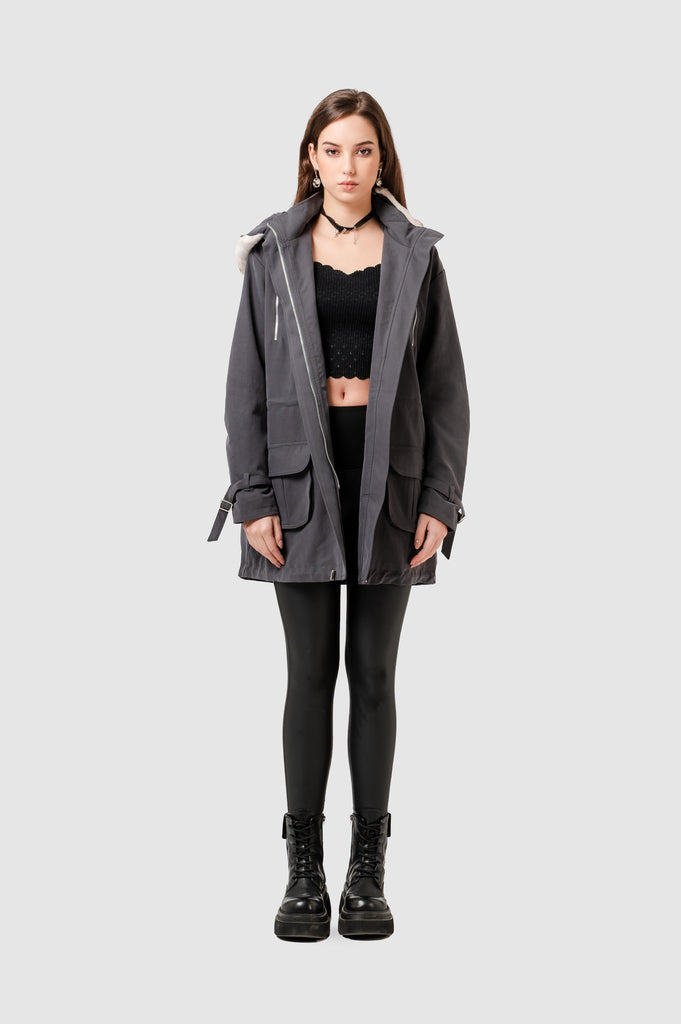 Parka Oversize Fit Kay ABRIGOS NOW Gris XS 