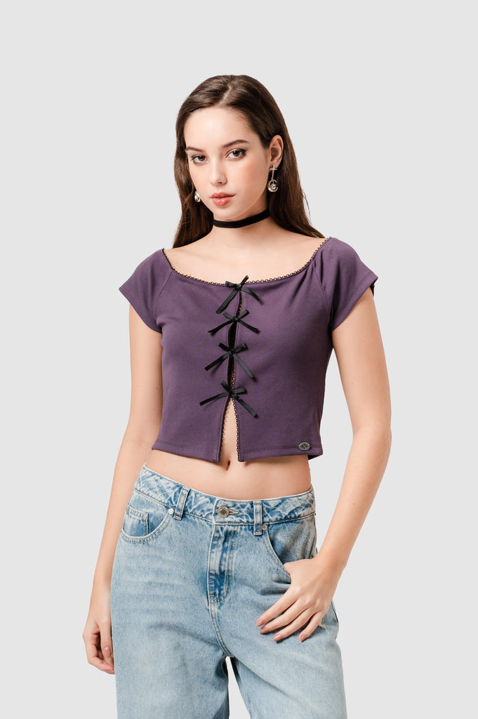 Blusa Crop Fit Mats BLUSAS NOW Morado XS 