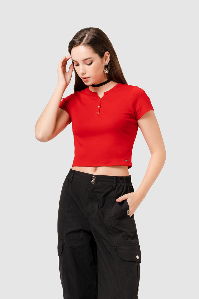 Crop Slim Fit Link CROPTOPS NOW Rojo XS 