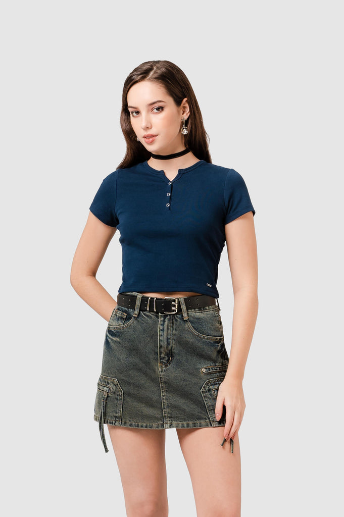 Crop Slim Fit Link CROPTOPS NOW Azul XS 