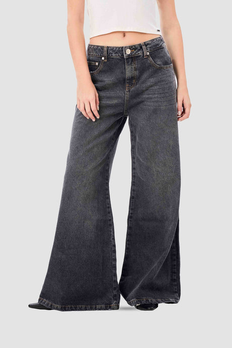 Pantalon Wide Leg Abyss PANTALONES NOW Gris 24 