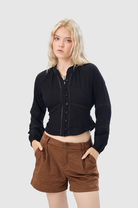 Blusa Regular Fit Delft BLUSAS NOW Negro X Small 