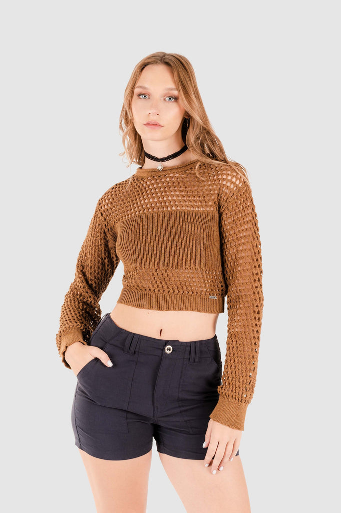 Sweater Crop Verona CHOMPAS NOW Marrón XS 